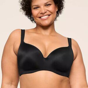 Lane Bryant Cacique Smooth Lightly Lined Balconette Bra Black Plus Size 46DDD